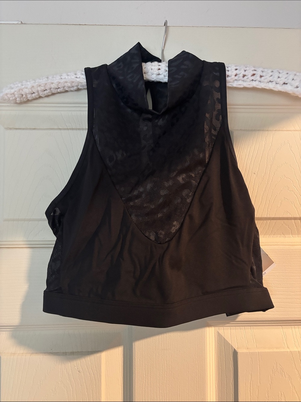 Victoria's Secret Black Mesh-Inset Cropped Tank